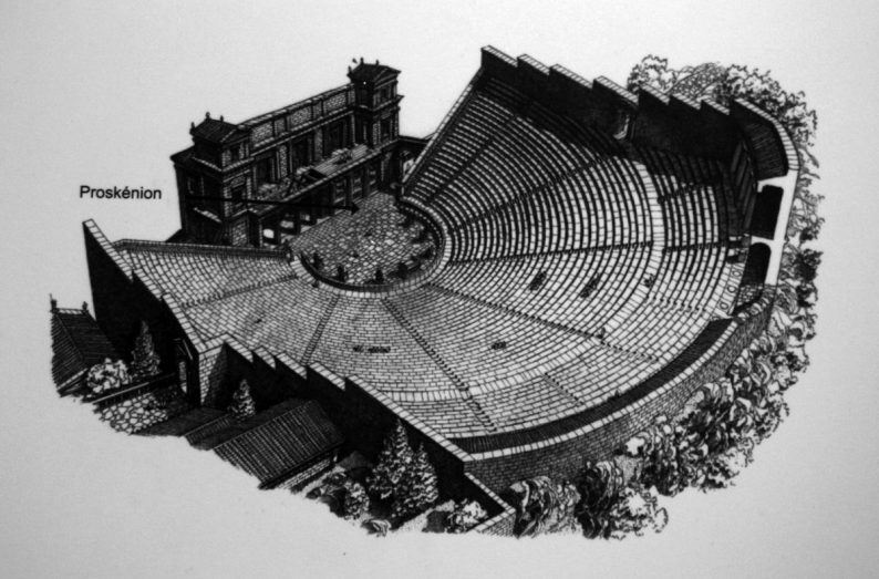 Schéma du théâtre de Delphes romanisé. Photo © André M. Winter