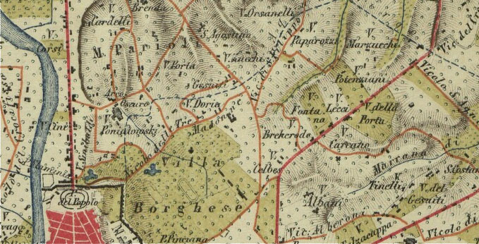 Carta topografica dei cantoni di Roma ridotta alla mezza scala dalla pianta levata in 1845 e 1846 per il Barone di Moltke Ajutante in campo di S.A. Reale il Principe Enrico di Prussia