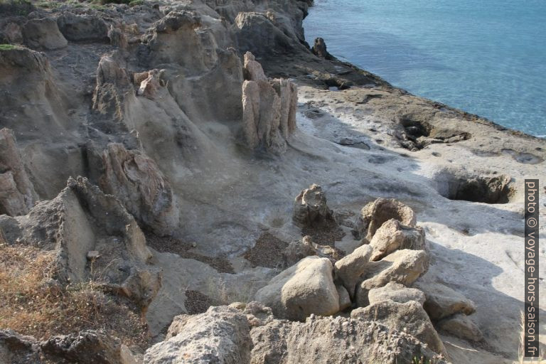 La forêt pétrifiée d'Agia Marina en bordure de côte. Photo © Alex Medwedeff