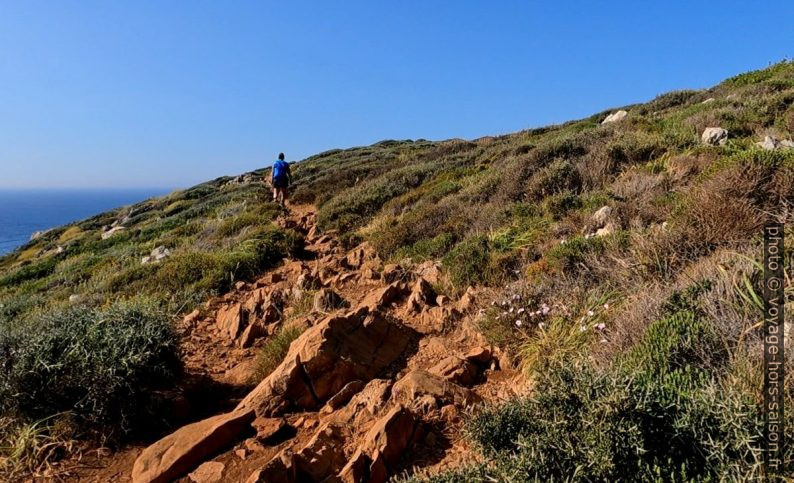 Alex sur le chemin vers le Cap Tenaro. Photo © André M. Winter