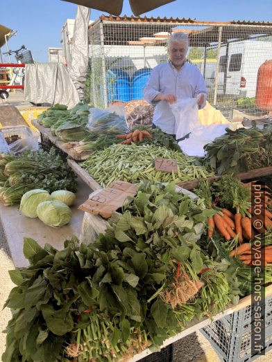 Stand de légumes sur le marché de Kalamata. Photo © Alex Medwedeff