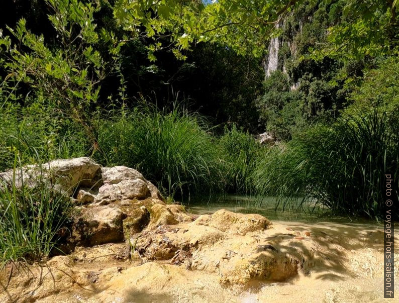 Concrétions calcaires du torrent de Polylimno. Photo © André M. Winter