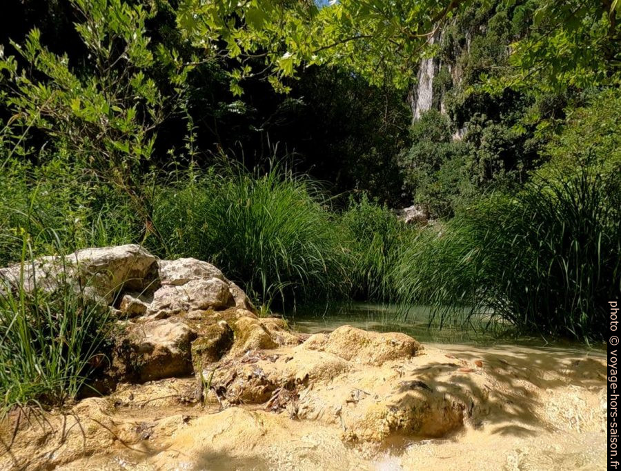 Concrétions calcaires du torrent de Polylimno. Photo © André M. Winter
